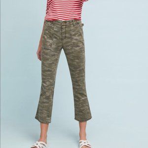 Anthropologie Camo Crop Flare Pants